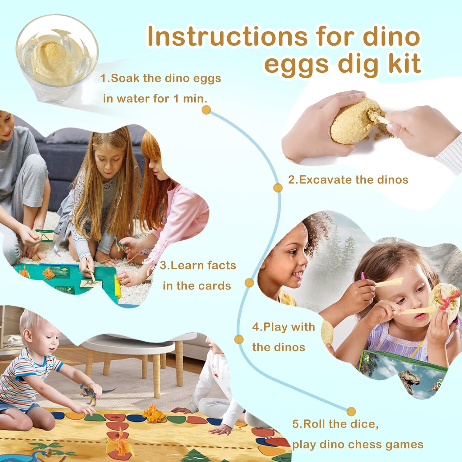 Dinosaur Eggs Dig Kit Toys - 12 Dino Fossil Eggs Excavation Kit w Play Mat for Kids Easter Party Favor Basket Stuffers STEM Toy Christmas Birthday Gift for Boys Girls Age 3 4 5 6 7 8 9 10 + Years Old - Jasonwell