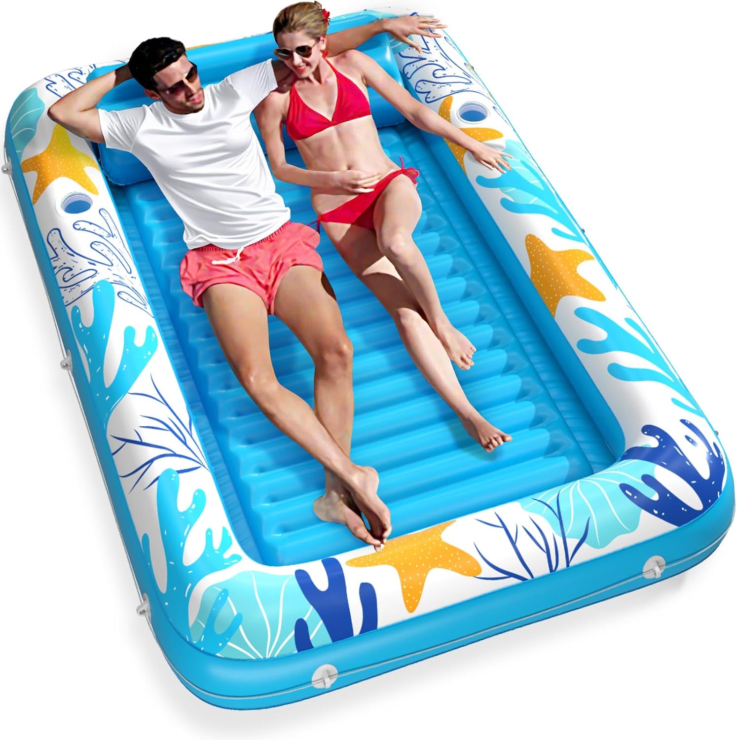 Inflatable Tanning Pool Lounger Float - Jasonwell 4 in 1 Sun Tan Tub Sunbathing Pool Lounge Raft Floatie Toys Water Filled Tanning Bed Mat Pad for Adult Blow Up Kiddie Pool Kids Ball Pit Pool (OB-XXL) - Jasonwell