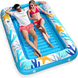 Inflatable Tanning Pool Lounger Float - Jasonwell 4 in 1 Sun Tan Tub Sunbathing Pool Lounge Raft Floatie Toys Water Filled Tanning Bed Mat Pad for Adult Blow Up Kiddie Pool Kids Ball Pit Pool (OB-XXL) - Jasonwell