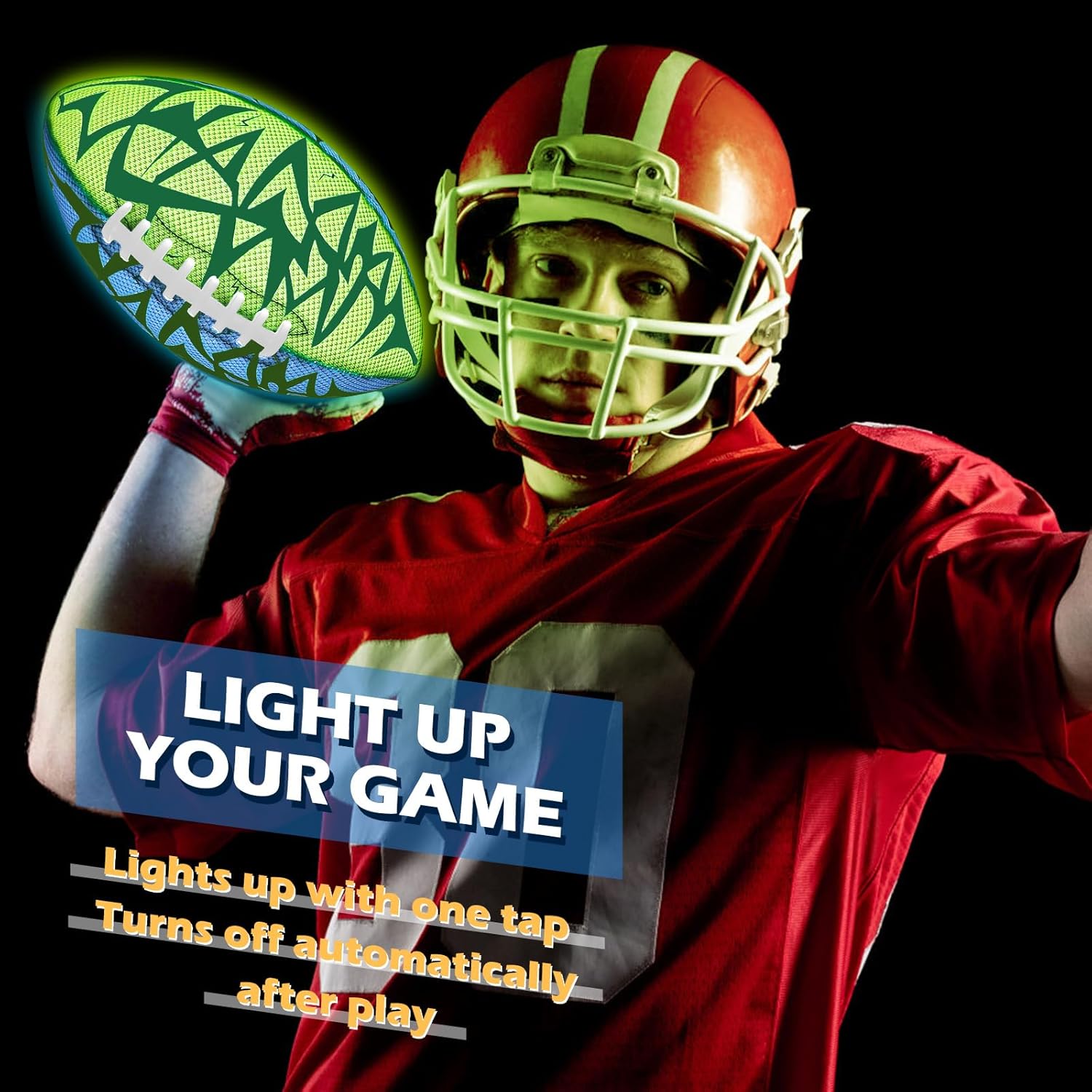 Jasonwell Glow in The Dark Football - Strong Grip Light Up Football Toy Stuff Sports Balls for Boys Kids Teenage Junior Youth Adult Outdoor Christmas Birthday Gifts for Age 6-8 8-12 13 + Year Old No.3 - Jasonwell