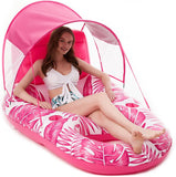 Jasonwell Pool Floats with Canopy - Inflatable Pool Float Adult Lounger Floaties Raft Floating Chair for Swimming Pool Lake Water Lounge Float with Cup Holders Beach Pool Party Toys for Adults (Rose)