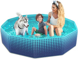 Jasonwell Foldable Dog Kiddie Pool - Hard Plastic Kids Paddling Pool Toddler Baby Swimming Pool for Backyard Collapsible Whelping Box Pet Doggie Cats Wading Pool Bathtub for Puppy Large Dogs 79In - Jasonwell
