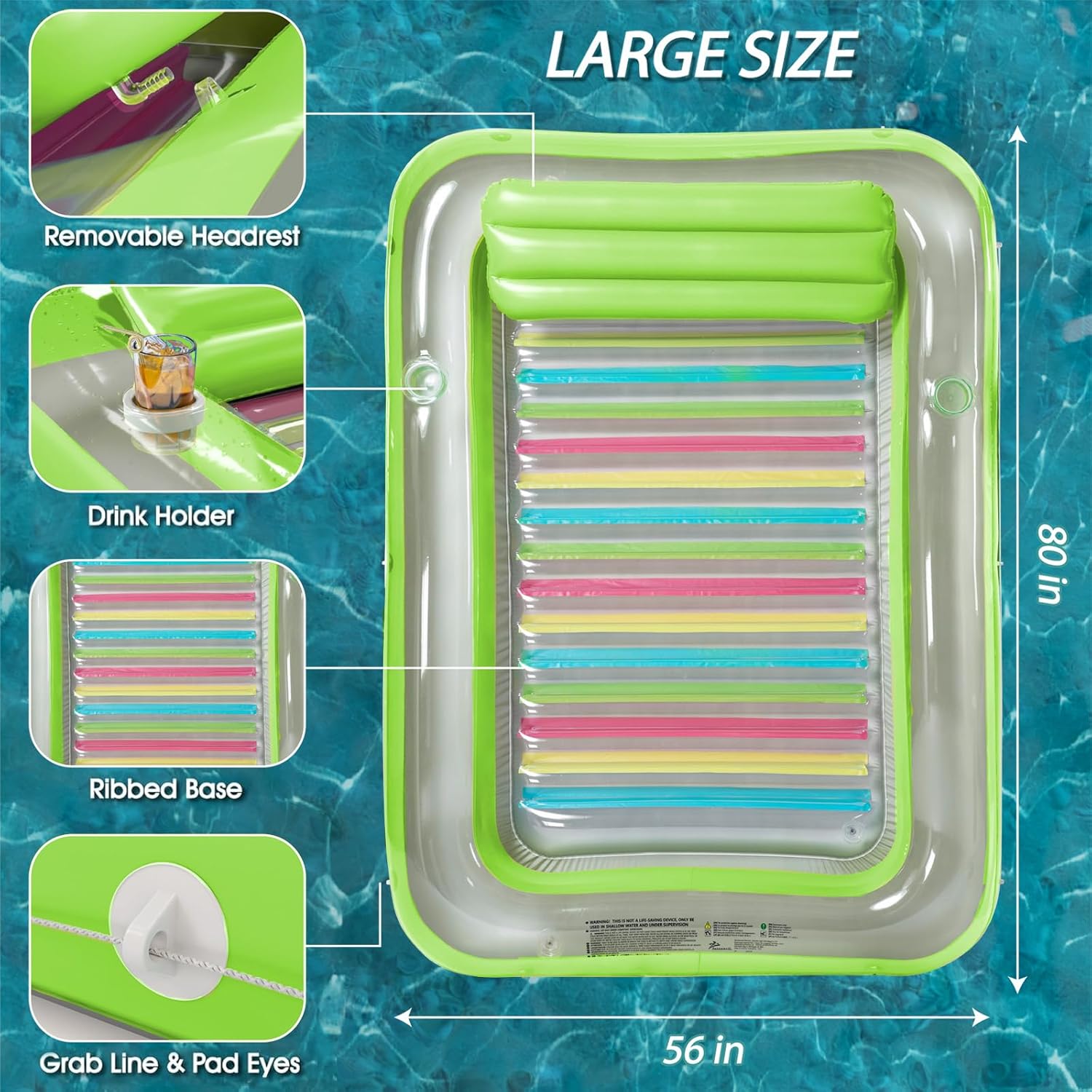 Inflatable Tanning Pool Lounger Float - Jasonwell 4 in 1 Sun Tan Tub Sunbathing Pool Lounge Raft Floatie Toys Water Filled Tanning Bed Mat Pad for Adult Blow Up Kiddie Pool Kids Ball Pit Pool (KR-XL) - Jasonwell