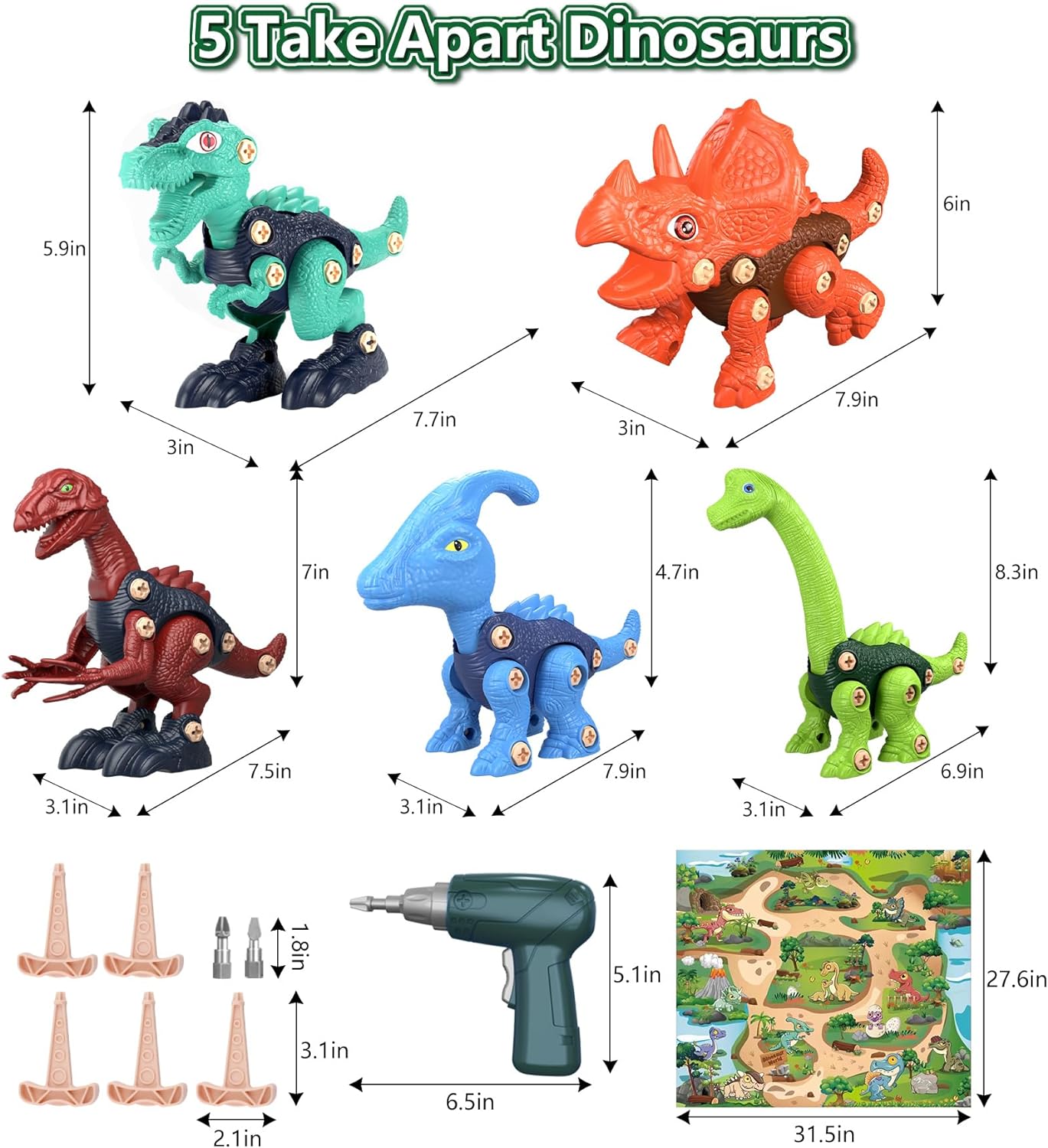 Jasonwell Kids Building Dinosaur Toys - Boys STEM Take Apart Construction Set Educational Dino Kit Play Set Easter Party Favors Christmas Birthday Gifts for Toddler Girls Age 3 4 5 6 7 8 + Year Old - Jasonwell