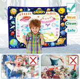 Jasonwell Aqua Water Doodle Mat - 40 x 28 Inches Extra Large Magic Drawing Doodling Mat Coloring Mat Educational Toys Gifts for Kids Toddlers Boys Girls Age 2 3 4 5 6 7 8 Year Old (Galaxy) - Jasonwell