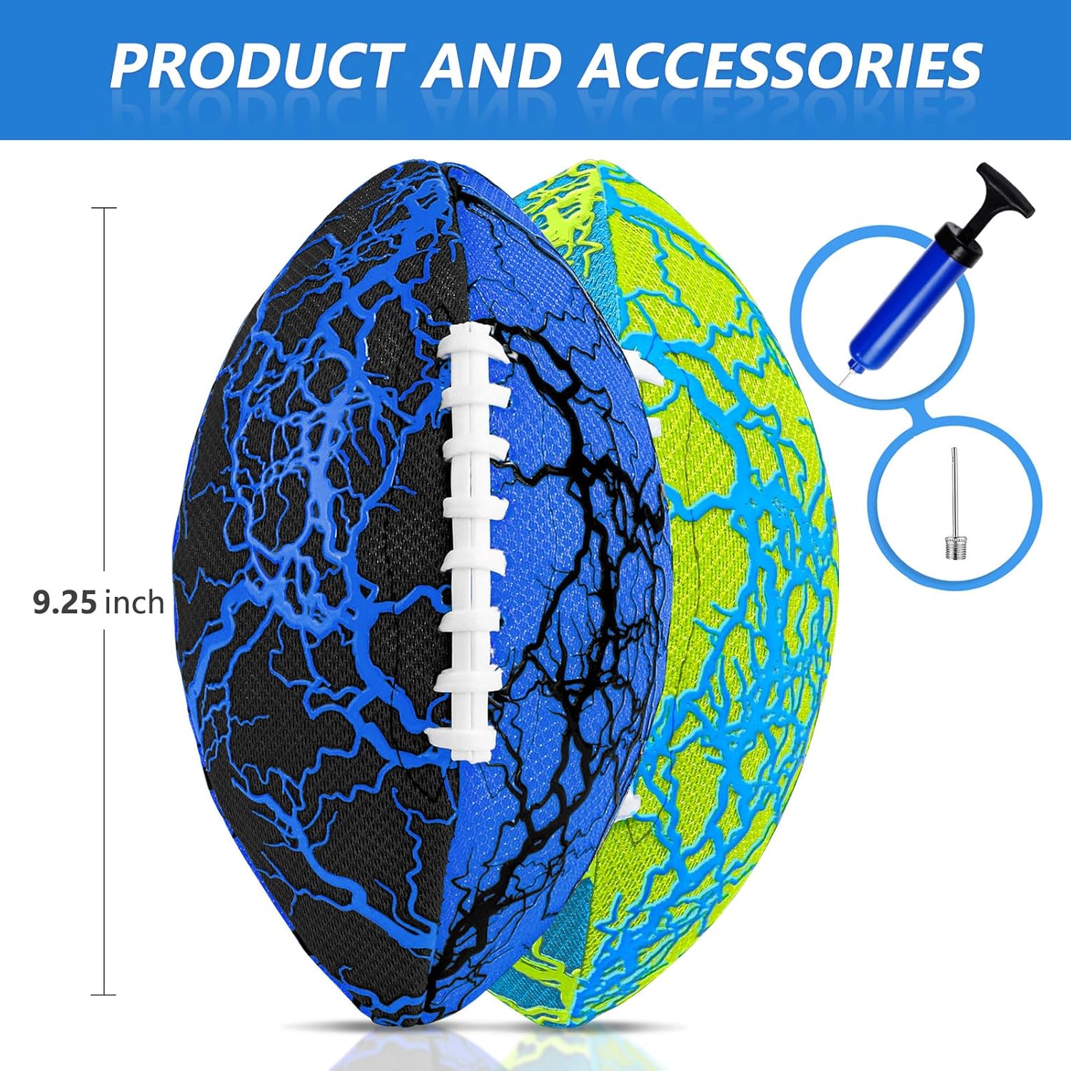 Jasonwell Pool Beach Water Football - 2 Pack Waterproof Football Strong Grip Fun Water Toys Games for Swimming Pool Beach Lake Park Backyard Outdoor Play for Kids Children Teens Adults Family (B&G) - Jasonwell
