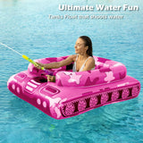 Inflatable Tank Pool Floats Adults - Jasonwell Kids Pool Floaties Swimming Pool Tank with Water Cannon Gun Swim Floaty Rafts Lake Beach Party Pool Toys for Boys Girls Kids Adults (Rose-L) - Jasonwell