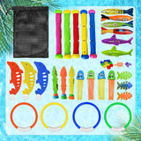 Jasonwell Pool Diving Toys Games - 42PCS Swimming Pool Toys with Dive Sticks and Rings Underwater Treasures Torpedo Bandits Fish Toys etc Fun Water Swim Toys for Boys Girls Adults Kids Teens - Jasonwell