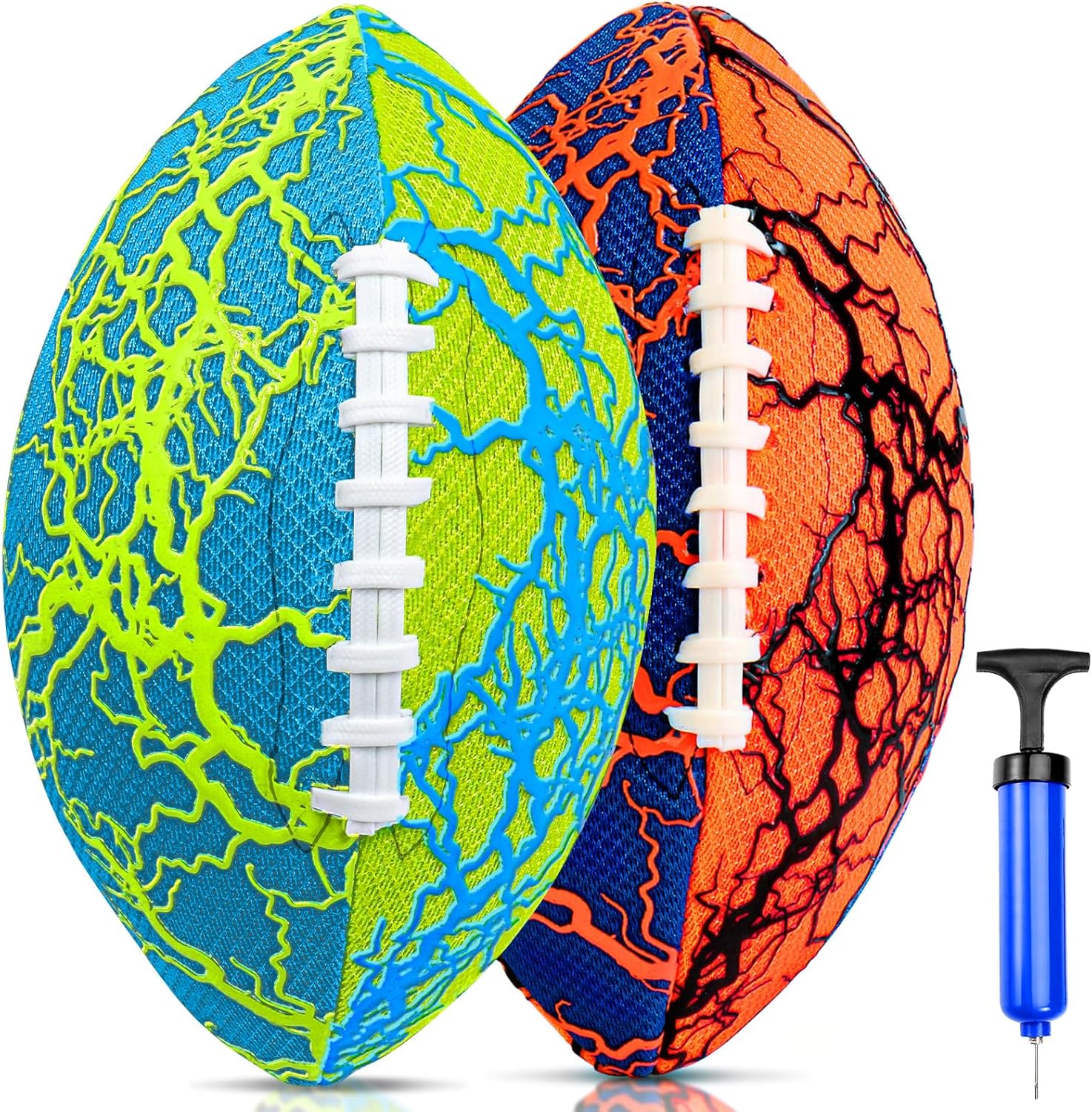 Jasonwell Pool Beach Water Football - 2 Pack Waterproof Football Strong Grip Fun Water Toys Games for Swimming Pool Beach Lake Park Backyard Outdoor Play for Kids Children Teens Adults Family (O&G) - Jasonwell