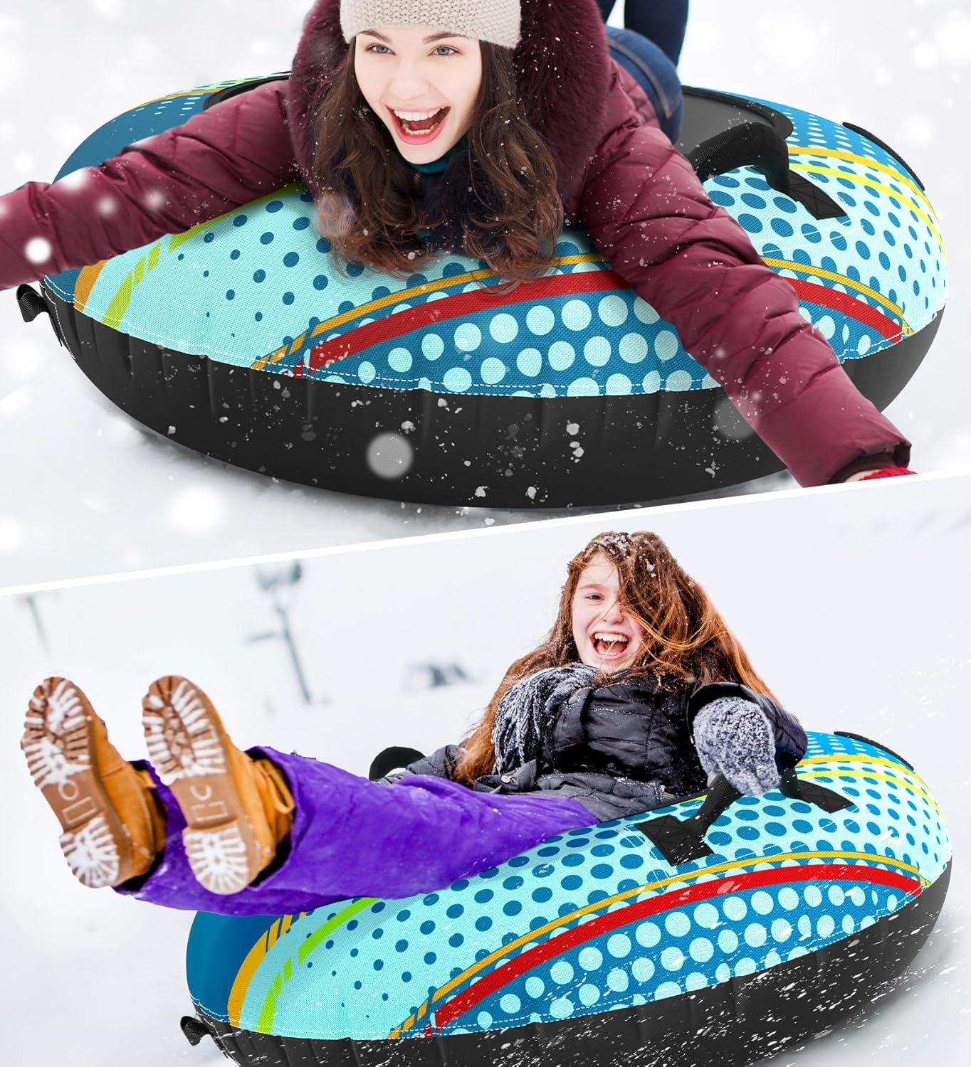 Jasonwell Inflatable Snow Tube Sled - Heavy Duty Snow Tubes for Sledding with Premium Canvas Cover for Kids Adults Snow Toy Fun Winter Outdoor Toys Christmas Birthday Gift for Boys Girls Children - Jasonwell