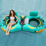 Jasonwell Inflatable River Tube Float - 2 Person Heavy Duty Pool Float With Removable Cooler, Lake Water Tubes for Floating, Raft Lounge Floatie With 2 Cup Holders for Adults