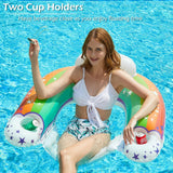 Jasonwell Pool Float with Canopy - Inflatable Pool Floaties Adult Floating Pool Chair Lounge Floats for Swimming Pool Water Chair Pool Lounger with Cup Holders Pool Toy Party Floaty for Adults - Jasonwell