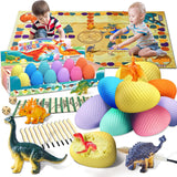 Dinosaur Eggs Dig Kit Toys - 12 Dino Fossil Eggs Excavation Kit w Play Mat for Kids Easter Party Favor Basket Stuffers STEM Toy Christmas Birthday Gift for Boys Girls Age 3 4 5 6 7 8 9 10 + Years Old - Jasonwell