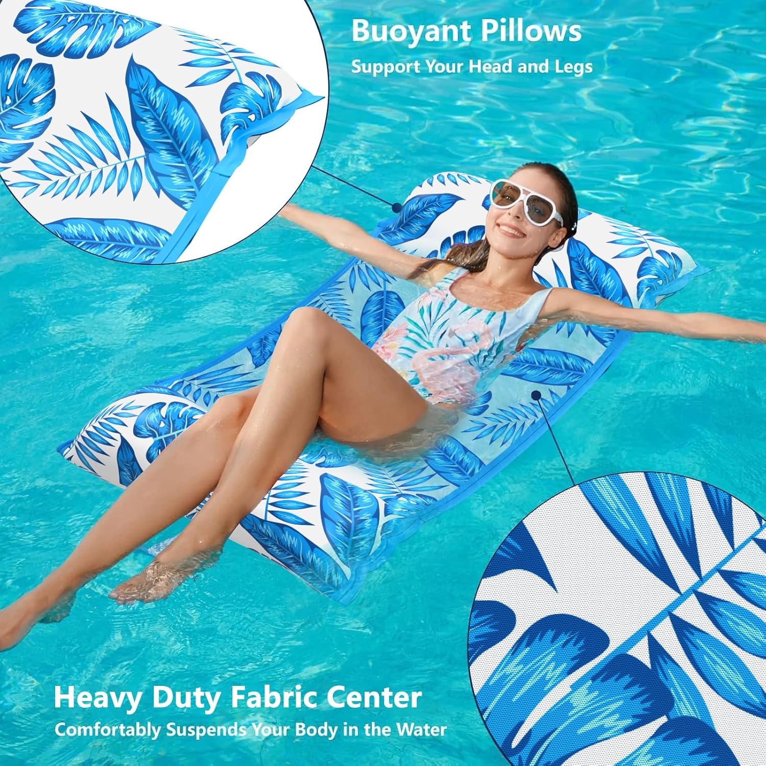Jasonwell Water Hammock Pool Floats - Fabric Inflatable Pool Hammock Float Floaties 4 in 1 (Saddle Lounge Chair Drifter) Lake Beach Floating Loungers Swimming Pool Rafts Toys for Adults - Jasonwell