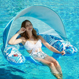 Jasonwell Pool Float with Canopy - Inflatable Pool Floaties Adult Floating Pool Chair Lounge Floats for Swimming Pool Water Chair Pool Lounger with Cup Holders Pool Toy Party Floaty for Adults (Bl-L) - Jasonwell