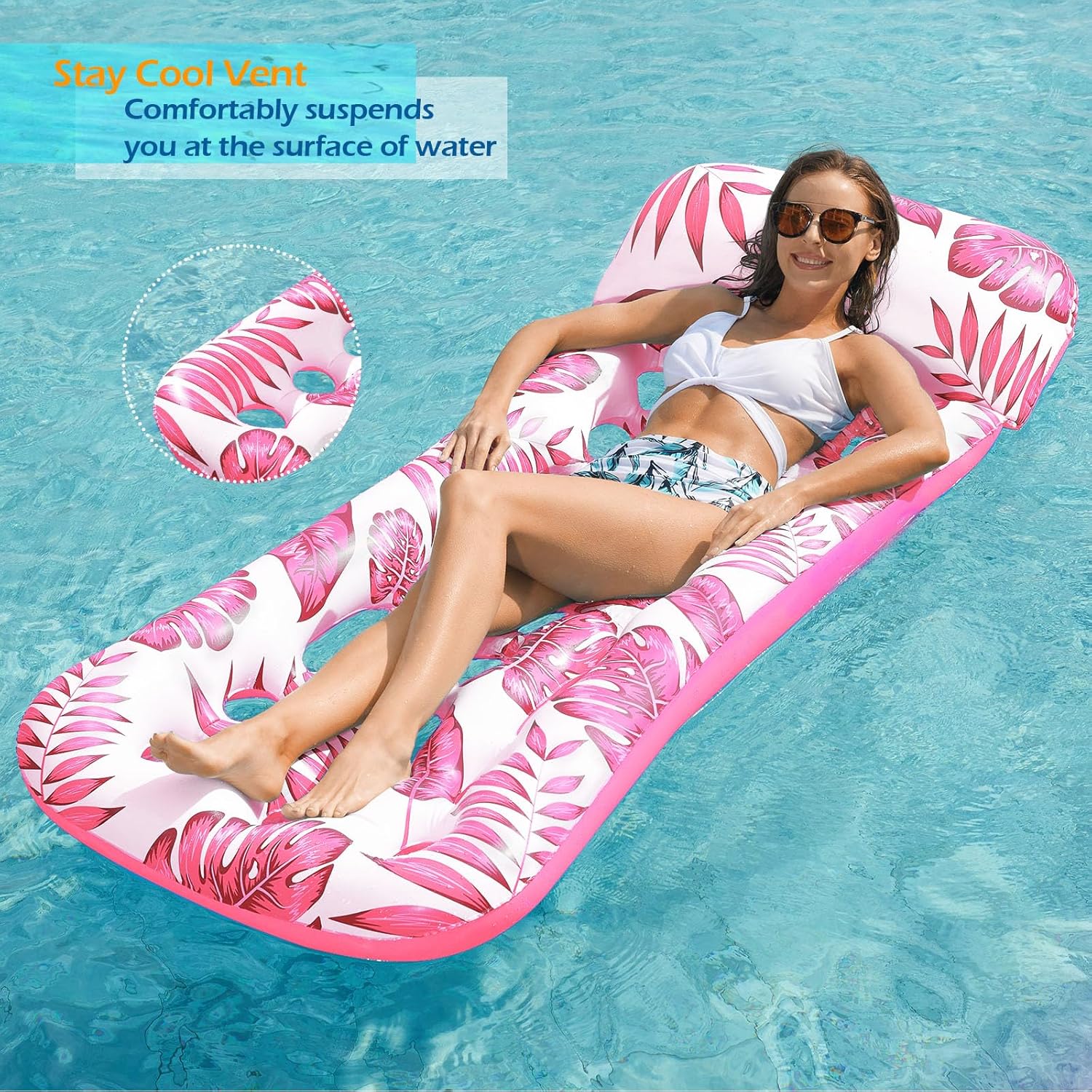 Jasonwell Inflatable Pool Float Lounge - 2 Pack Floaties Rafts for Adults Floating Lounger Sun Tanning Floats Cool Water Floaty Swimming Lake Beach Party Toys (BlueRose) - Jasonwell