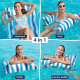 Jasonwell Water Hammock Pool Floats - Fabric Inflatable Pool Hammock Float Floaties 4 in 1 (Saddle Lounge Chair Drifter) Lake Beach Floating Loungers Swimming Pool Rafts Toys for Adults - Jasonwell