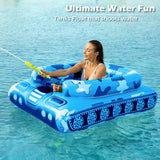 Inflatable Tank Pool Floats Adults - Jasonwell Kids Pool Floaties Swimming Pool Tank with Water Cannon Gun Swim Floaty Rafts Lake Beach Party Pool Toys for Boys Girls Kids Adults Blue-L - Jasonwell