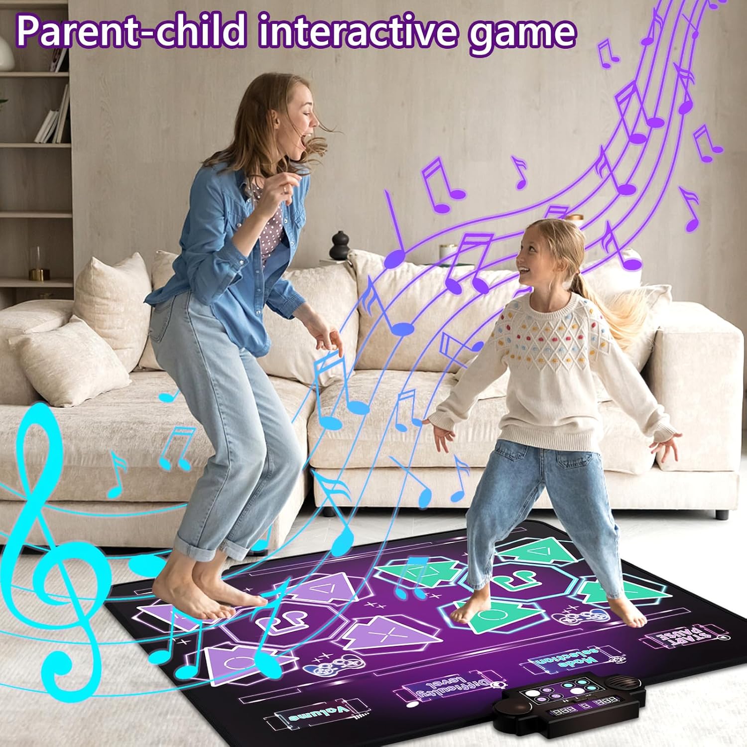 Kids Dance Mat Toys - 2-Player Dance Pad Gifts for Girls Boys Toddlers 3 4 5 6 7 8 9 + Year Old Electronic Dancing Mat Floor Games Toy with Music Light Christmas Birthday Gift (Purple) - Jasonwell