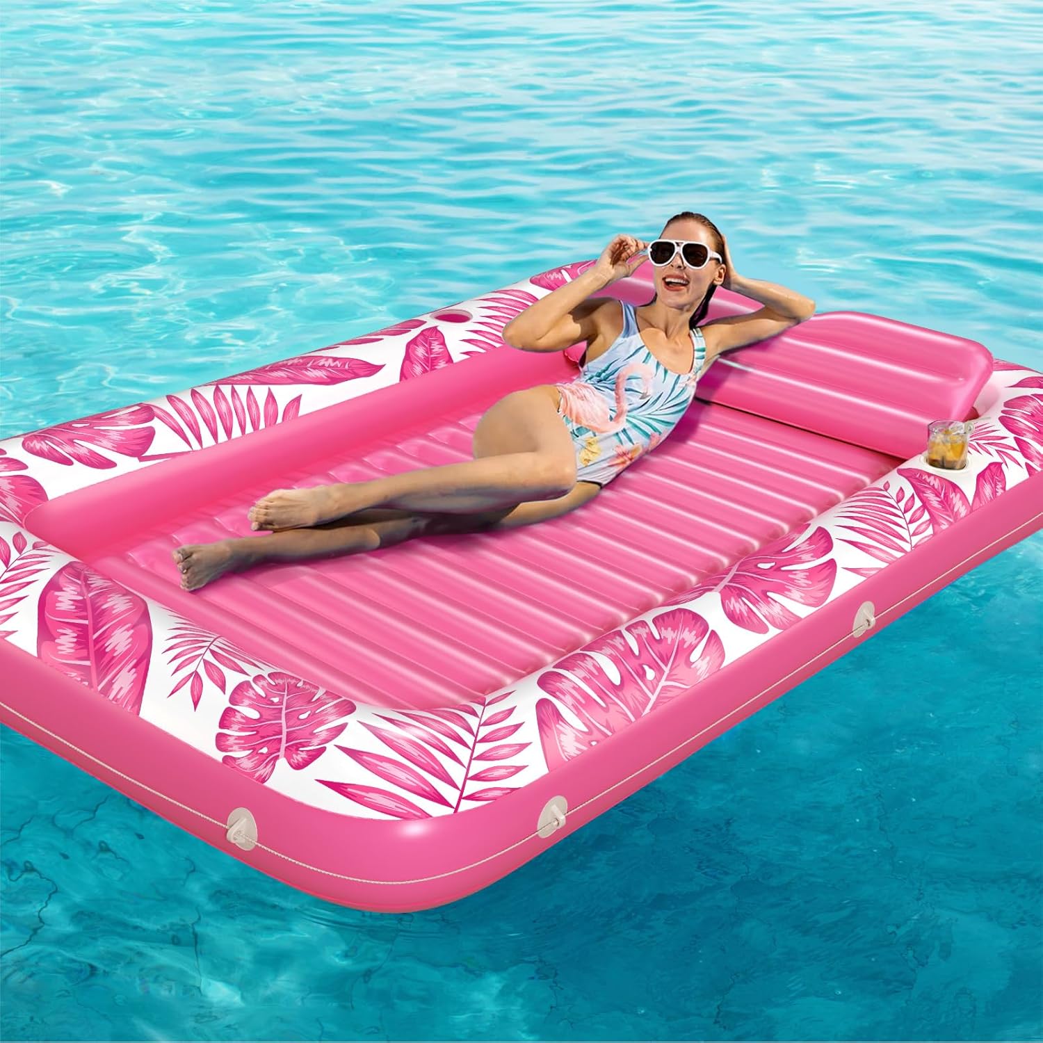 Inflatable Tanning Pool Lounger Float - Jasonwell 4 in 1 Sun Tan Tub Sunbathing Pool Lounge Raft Floatie Toys Water Filled Tanning Bed Mat Pad for Adult Blow Up Kiddie Pool Kids Ball Pit Pool (TR-XXL) - Jasonwell