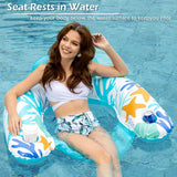 Jasonwell Inflatable Pool Float Chair - Pool Floaties Floating Pool Chair Lounge Floats for Swimming Pool Water Chair Pool Lounger with Cup Holder Pool Toy Party Floaty Adults (OceanGreen-L)