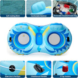Jasonwell Inflatable River Tube Float - 2 Person Heavy Duty Pool Float With Removable Cooler, Lake Water Tubes for Floating, Raft Lounge Floatie With 2 Cup Holders for Adults