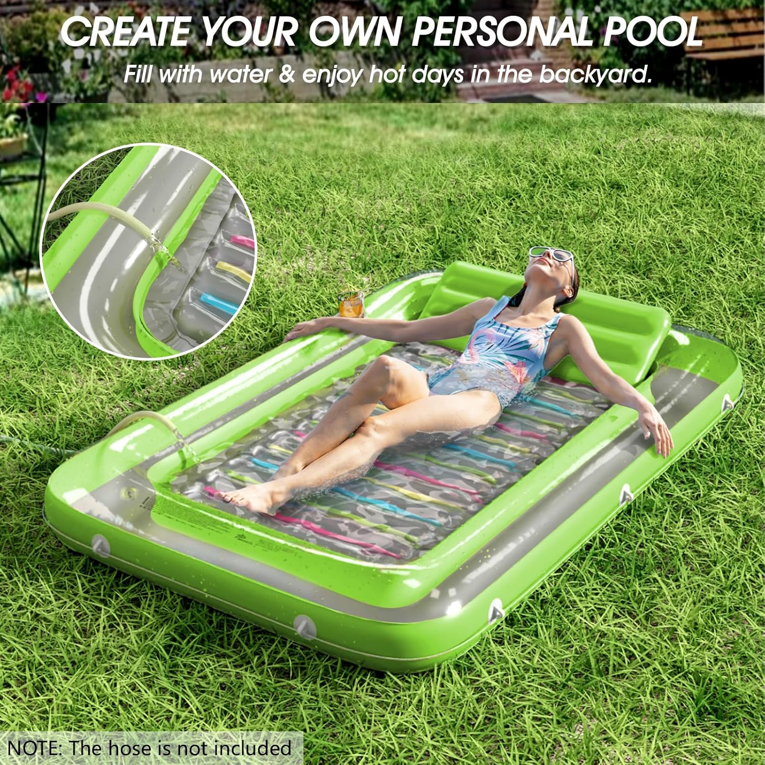Inflatable Tanning Pool Lounger Float - Jasonwell 4 in 1 Sun Tan Tub Sunbathing Pool Lounge Raft Floatie Toys Water Filled Tanning Bed Mat Pad for Adult Blow Up Kiddie Pool Kids Ball Pit Pool (KR-L) - Jasonwell