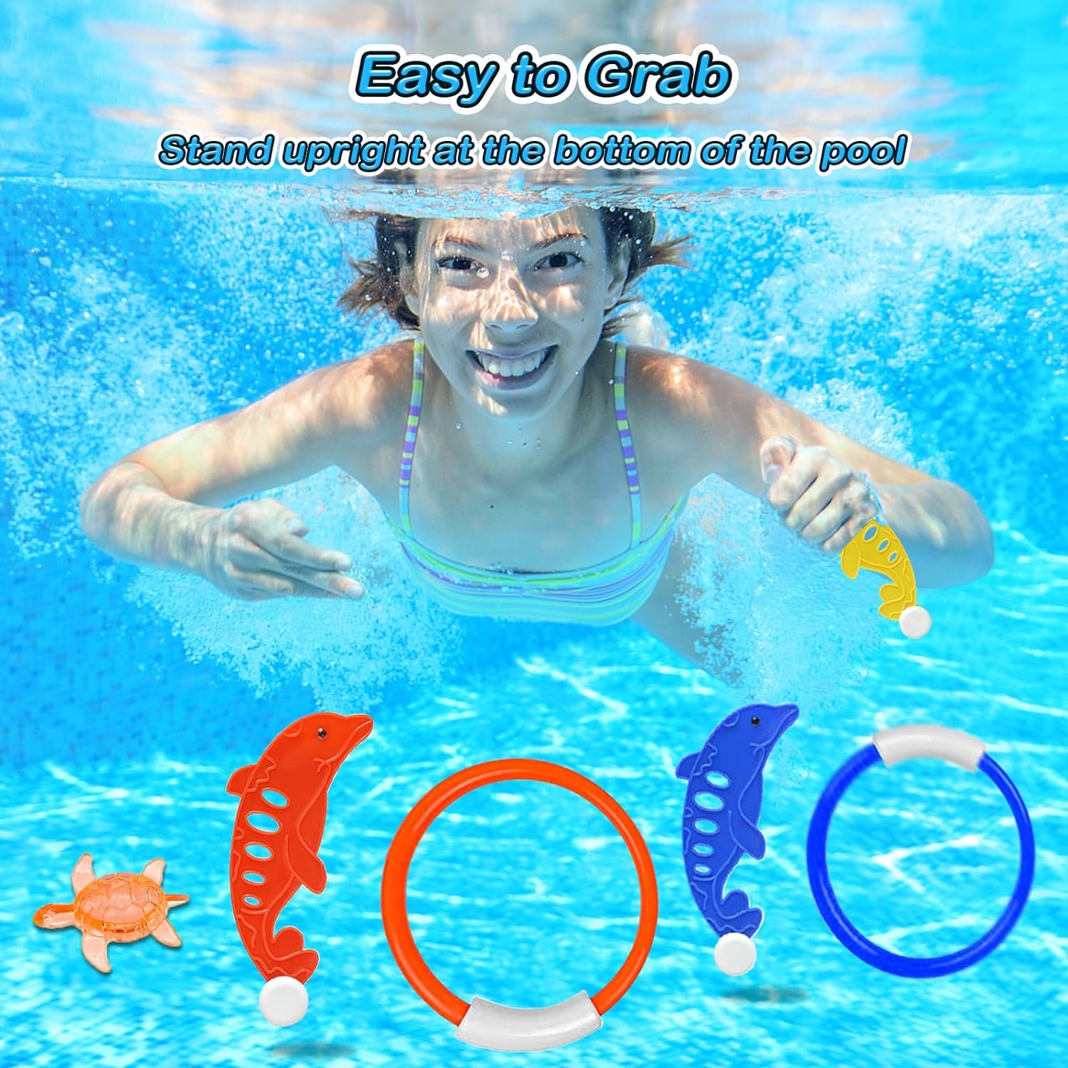 Jasonwell Pool Diving Toys Games - 25PCS Swimming Pool Toys with Dive Sticks and Rings Underwater Treasures Torpedo Bandits Fish Toys etc Fun Water Swim Toys for Boys Girls Adults Kids Teens - Jasonwell