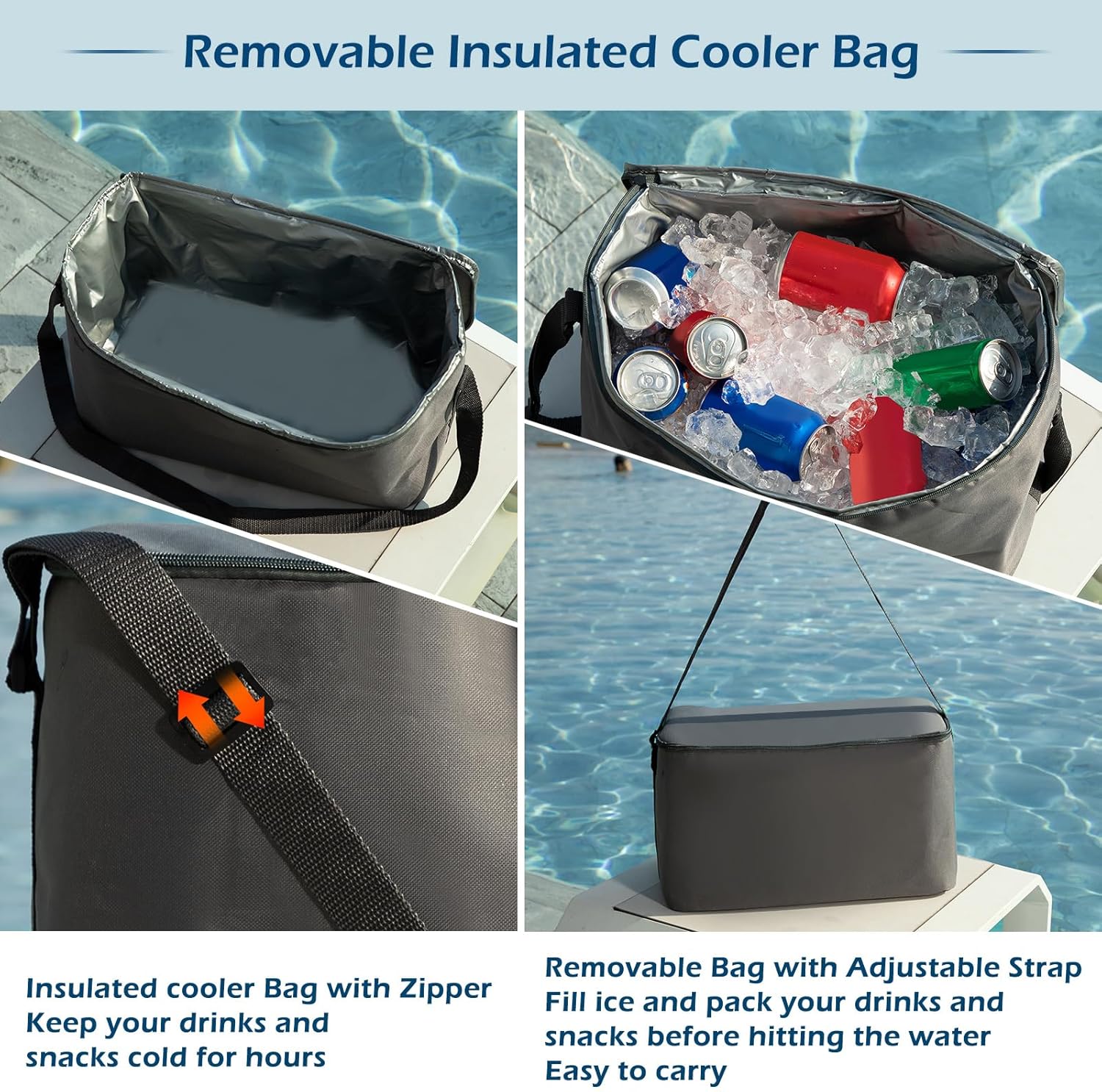 Jasonwell Inflatable River Tube Float - 2 Person Heavy Duty Pool Float With Removable Cooler, Lake Water Tubes for Floating, Raft Lounge Floatie With 2 Cup Holders for Adults