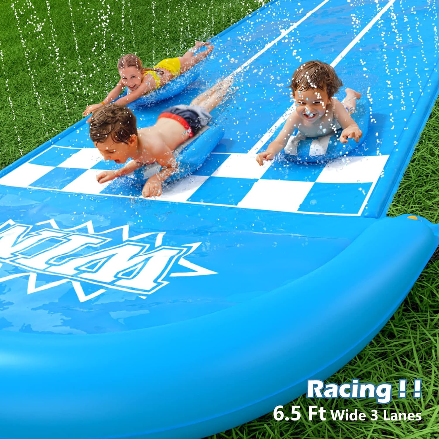 Jasonwell Slip and Slide Lawn Toy - Lawn Water Slides Summer Slip Waterslide for Kids Adults 20ft Extra Long with Sprinkler N 3 Bodyboards Backyard Games Outdoor Splash Water Toys Outside Play Park - Jasonwell