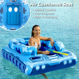 Inflatable Tank Pool Floats Adults - Jasonwell Kids Pool Floaties Swimming Pool Tank with Water Cannon Gun Swim Floaty Rafts Lake Beach Party Pool Toys for Boys Girls Kids Adults Blue-L - Jasonwell