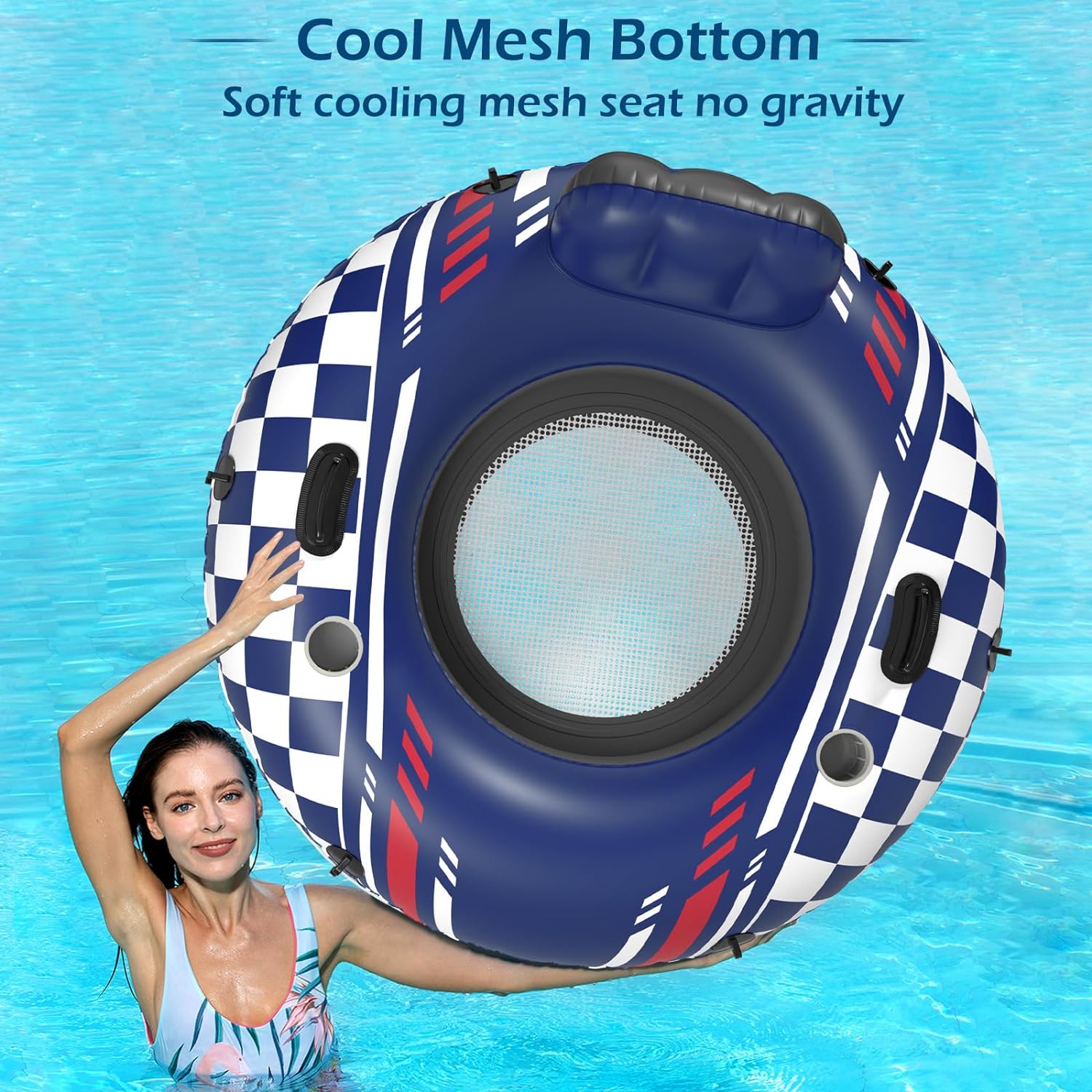 Jasonwell Inflatable River Tube Float - Heavy Duty River Float Pool Floats Lake Premium Water Tubes for Floating Recreational River Raft Lounge Floaties with 2 Cup Holders for Adult - Jasonwell
