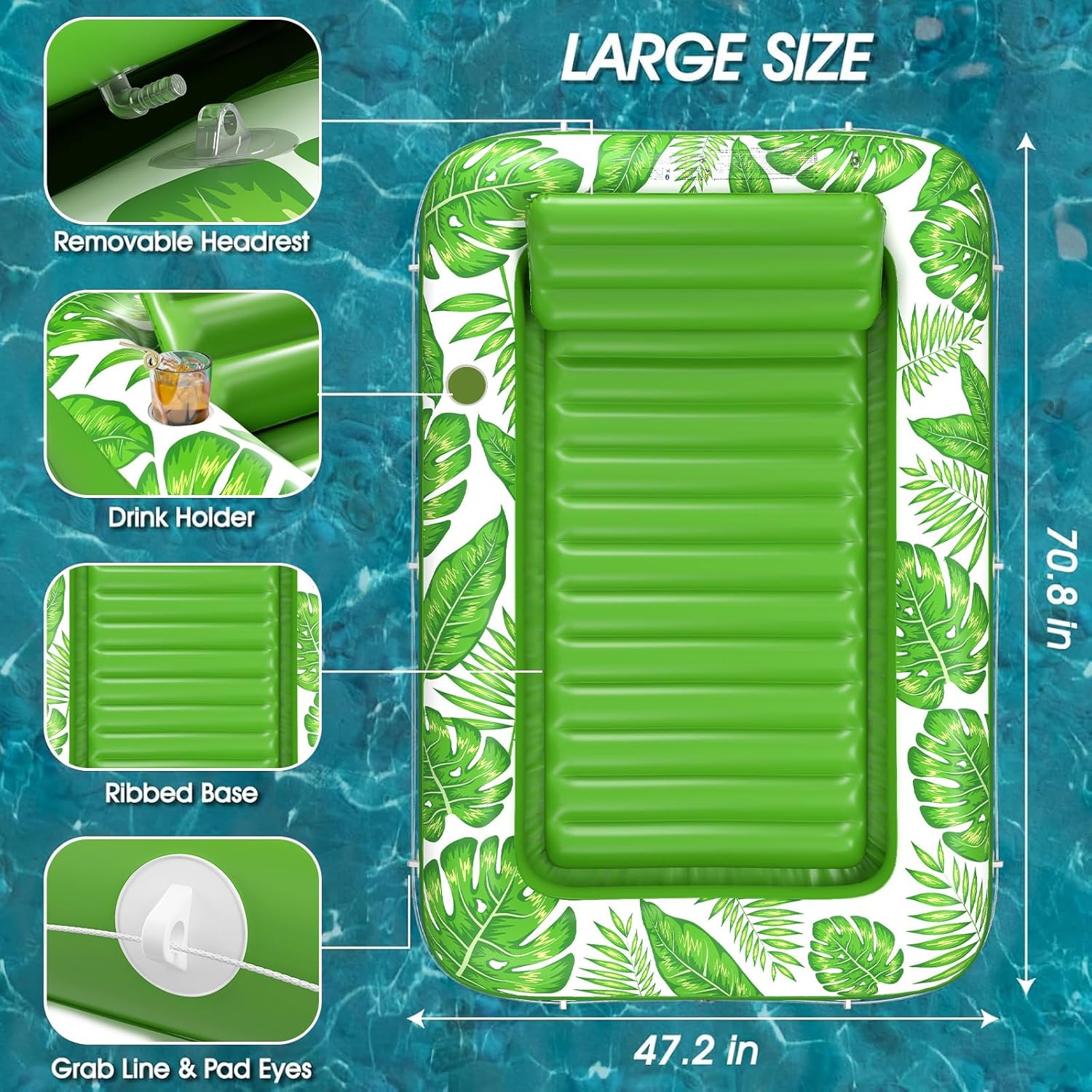 Inflatable Tanning Pool Lounger Float - Jasonwell 4 in 1 Sun Tan Tub Sunbathing Pool Lounge Raft Floatie Toys Water Filled Tanning Bed Mat Pad for Adult Blow Up Kiddie Pool Kids Ball Pit Pool (TG-L) - Jasonwell