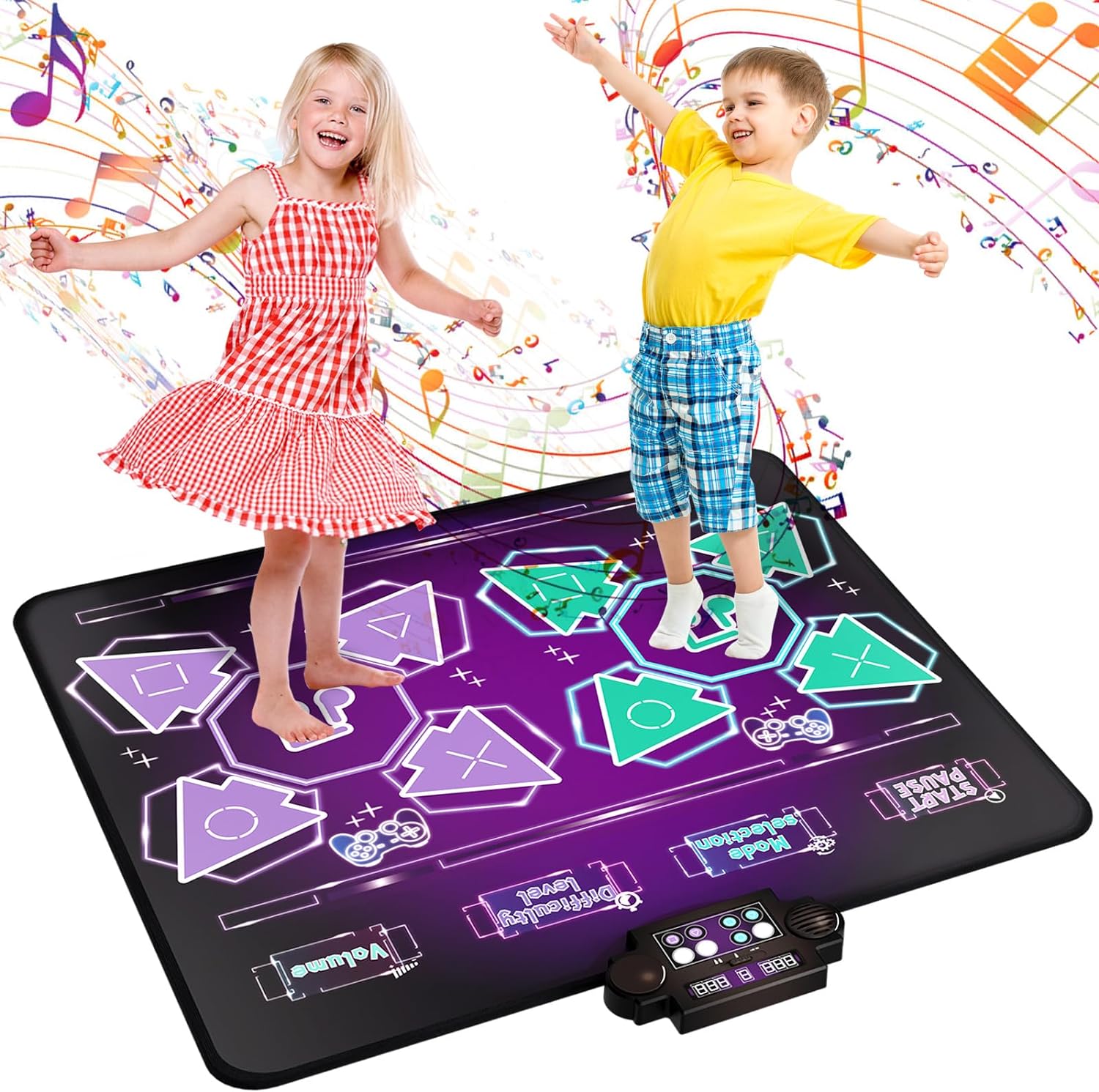Kids Dance Mat Toys - 2-Player Dance Pad Gifts for Girls Boys Toddlers 3 4 5 6 7 8 9 + Year Old Electronic Dancing Mat Floor Games Toy with Music Light Christmas Birthday Gift (Purple) - Jasonwell