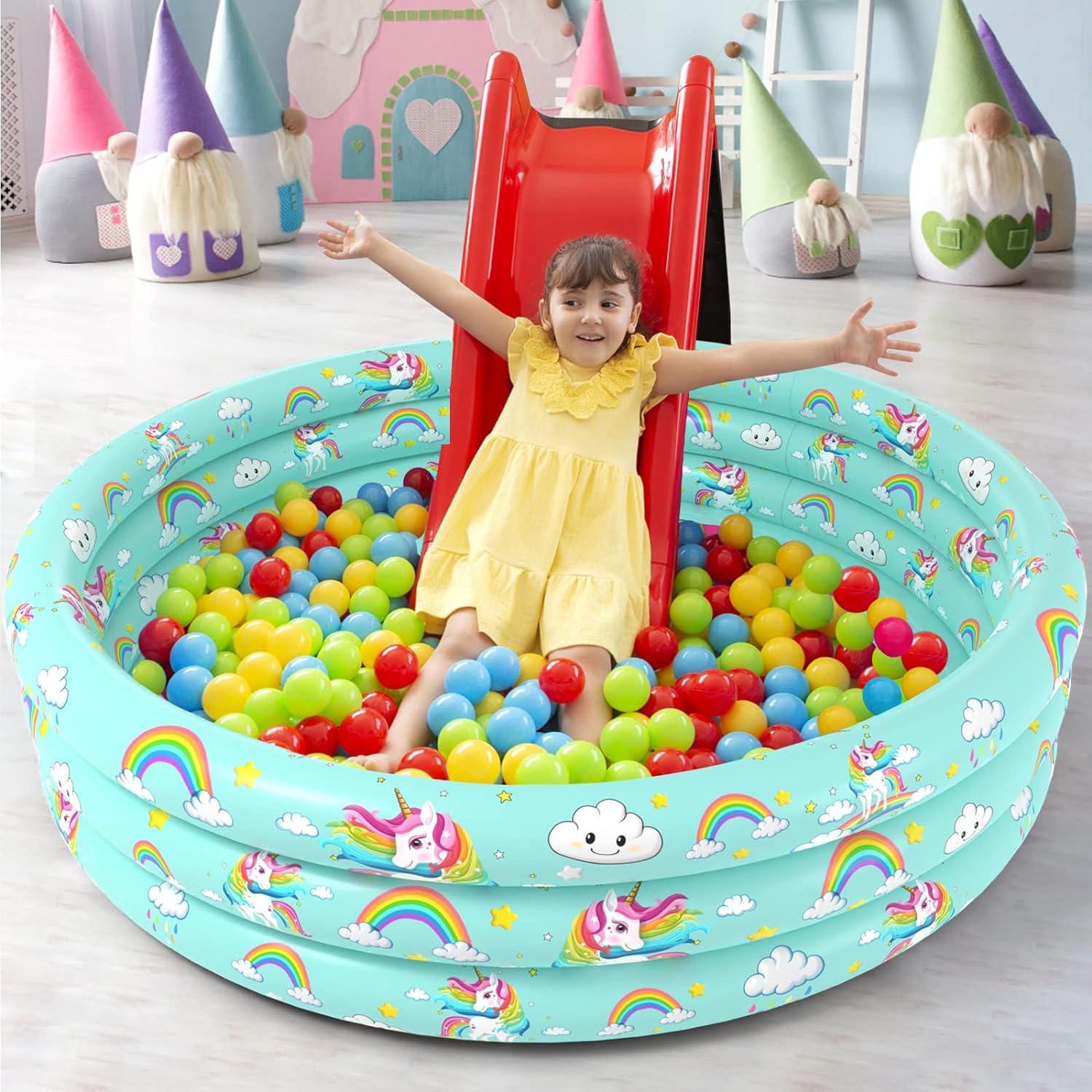 Jasonwell Inflatable Baby Kiddie Pool - Donuts Kids Paddling Pool Toddler Baby Swimming Pool Blow Up Ball Pit Pool Infant Wading Pool for Backyard (59in Unicorn) - Jasonwell