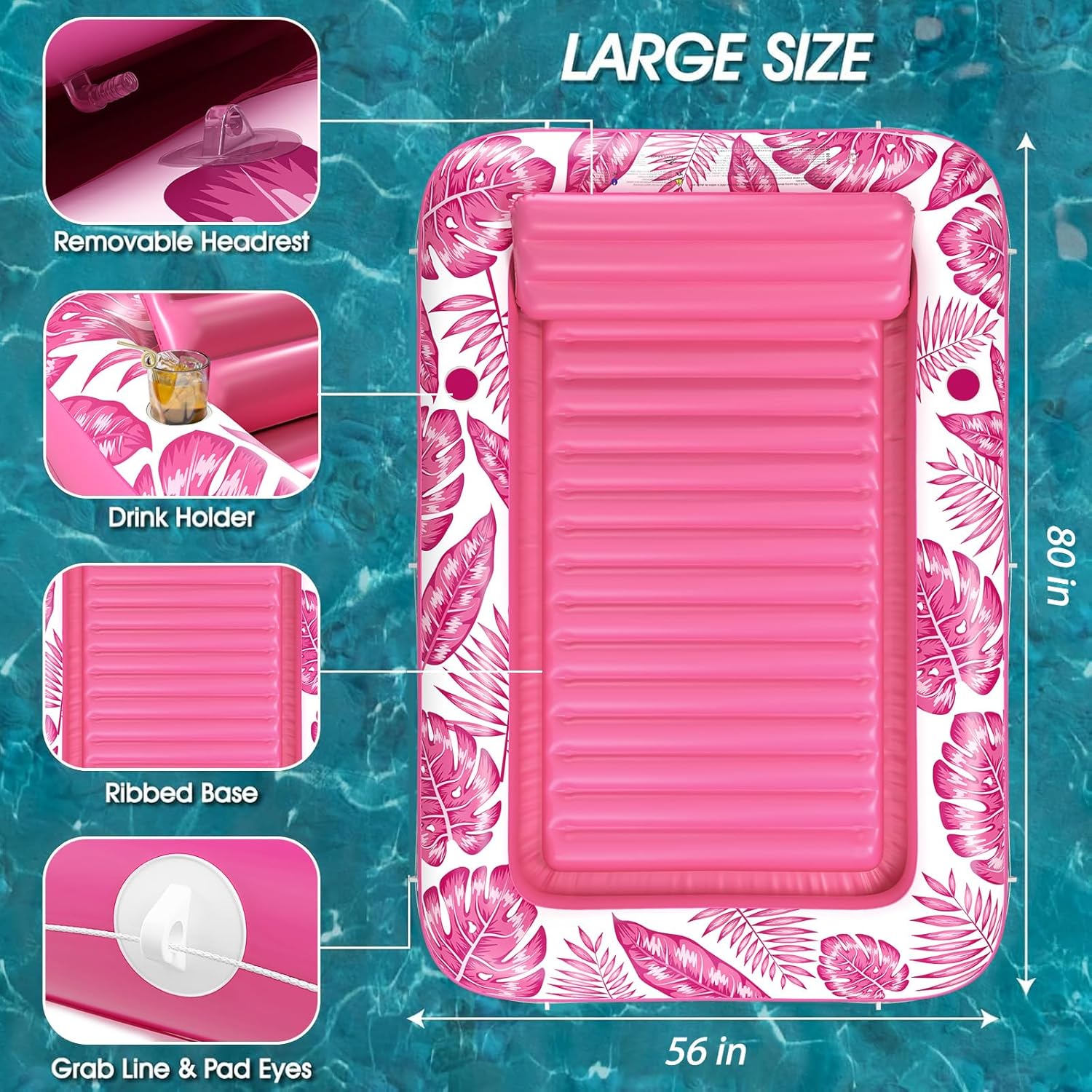 Inflatable Tanning Pool Lounger Float - Jasonwell 4 in 1 Sun Tan Tub Sunbathing Pool Lounge Raft Floatie Toys Water Filled Tanning Bed Mat Pad for Adult Blow Up Kiddie Pool Kids Ball Pit Pool (TR-XL) - Jasonwell