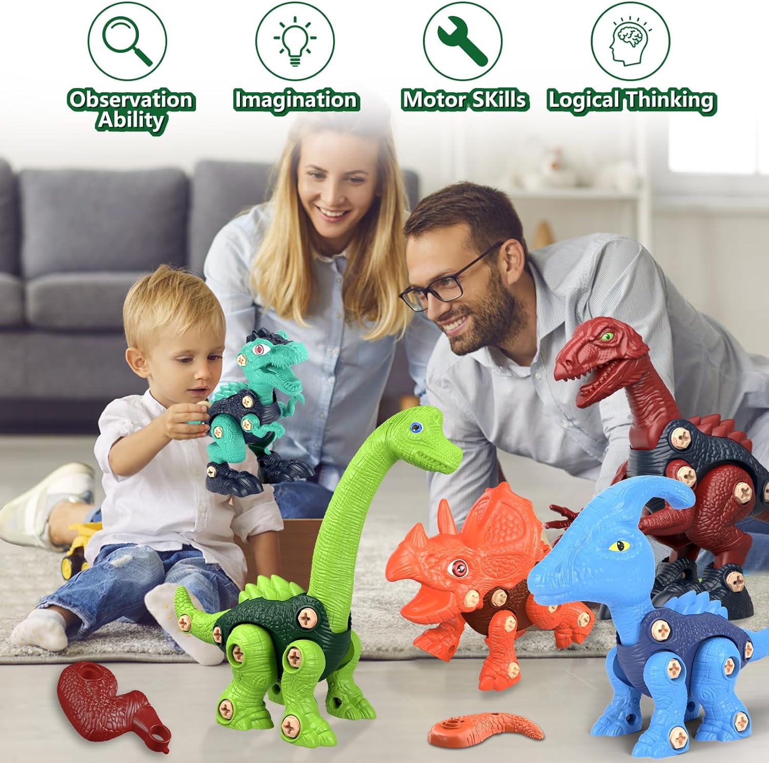 Jasonwell Kids Building Dinosaur Toys - Boys STEM Take Apart Construction Set Educational Dino Kit Play Set Easter Party Favors Christmas Birthday Gifts for Toddler Girls Age 3 4 5 6 7 8 + Year Old - Jasonwell