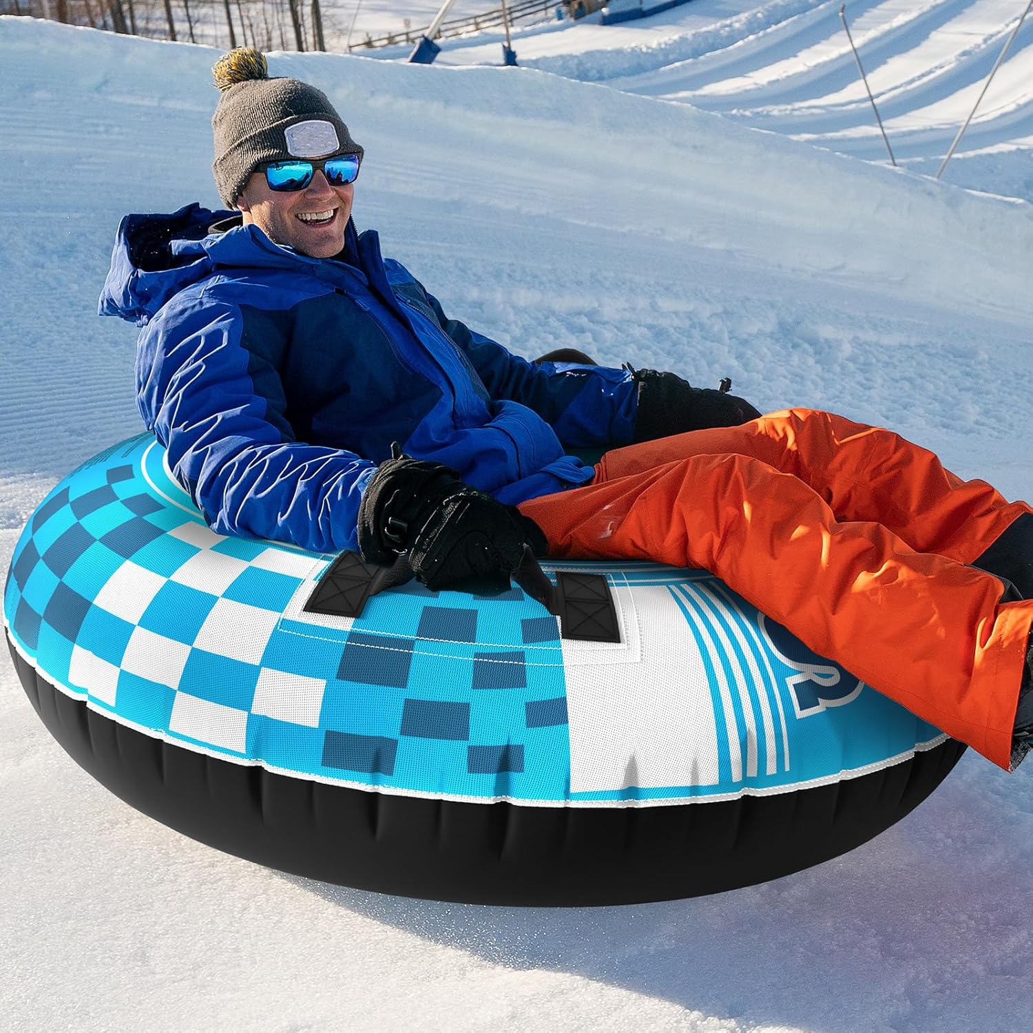 Jasonwell Inflatable Snow Tube Sled - Heavy Duty Snow Tubes for Sledding with Premium Canvas Cover for Kids Adults Snow Toy Fun Winter Outdoor Toys Christmas Birthday Gift for Boys Girls Children - Jasonwell