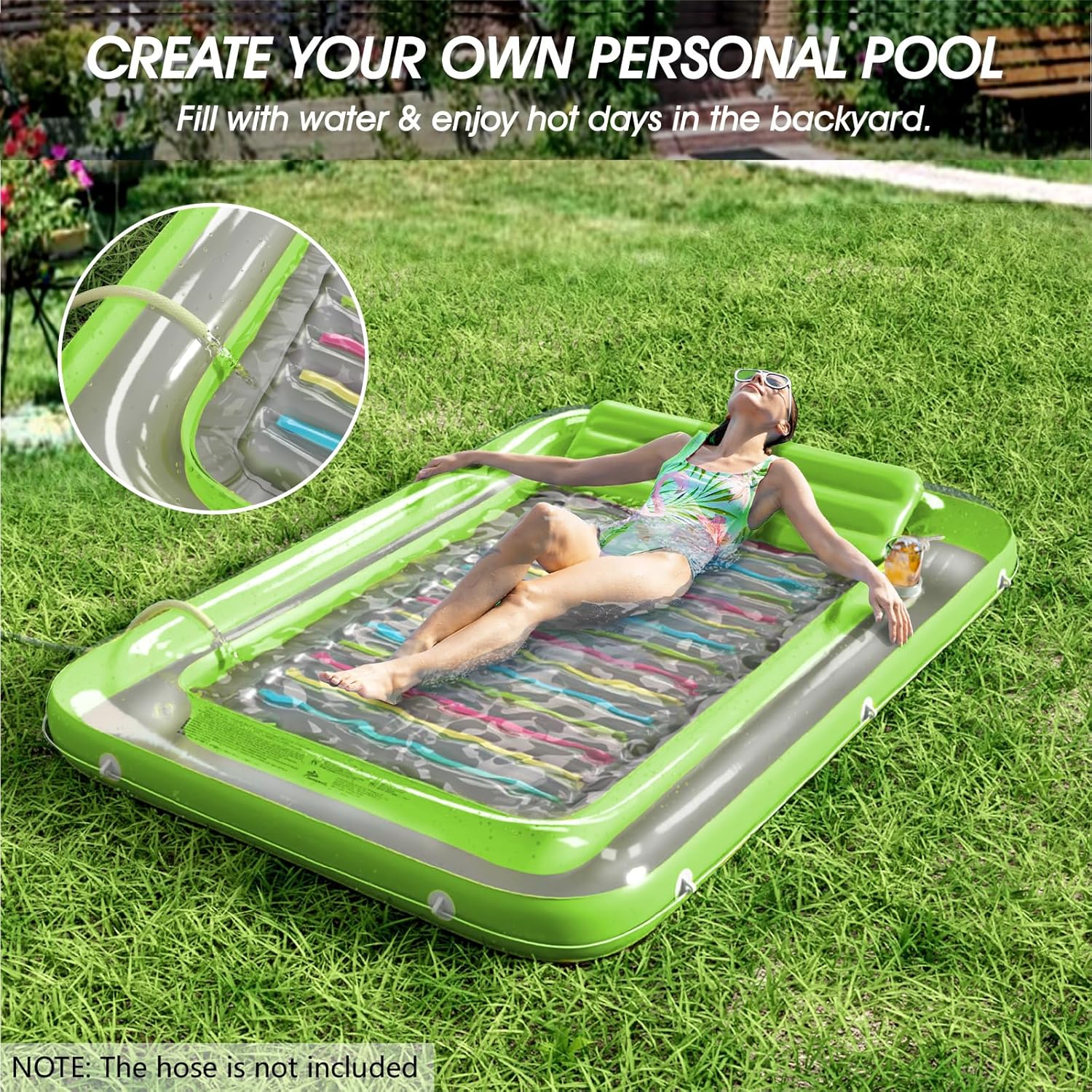 Inflatable Tanning Pool Lounger Float - Jasonwell 4 in 1 Sun Tan Tub Sunbathing Pool Lounge Raft Floatie Toys Water Filled Tanning Bed Mat Pad for Adult Blow Up Kiddie Pool Kids Ball Pit Pool (KR-XL) - Jasonwell
