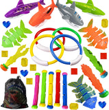 Jasonwell Pool Diving Toys Games - 31 PCS Swimming Pool Toys for Kids Teens with Diving Rings Dive Sticks Underwater Treasures Torpedo Bandits Fish Toys etc Fun Water Swim Toys for Boys Girls Adults - Jasonwell