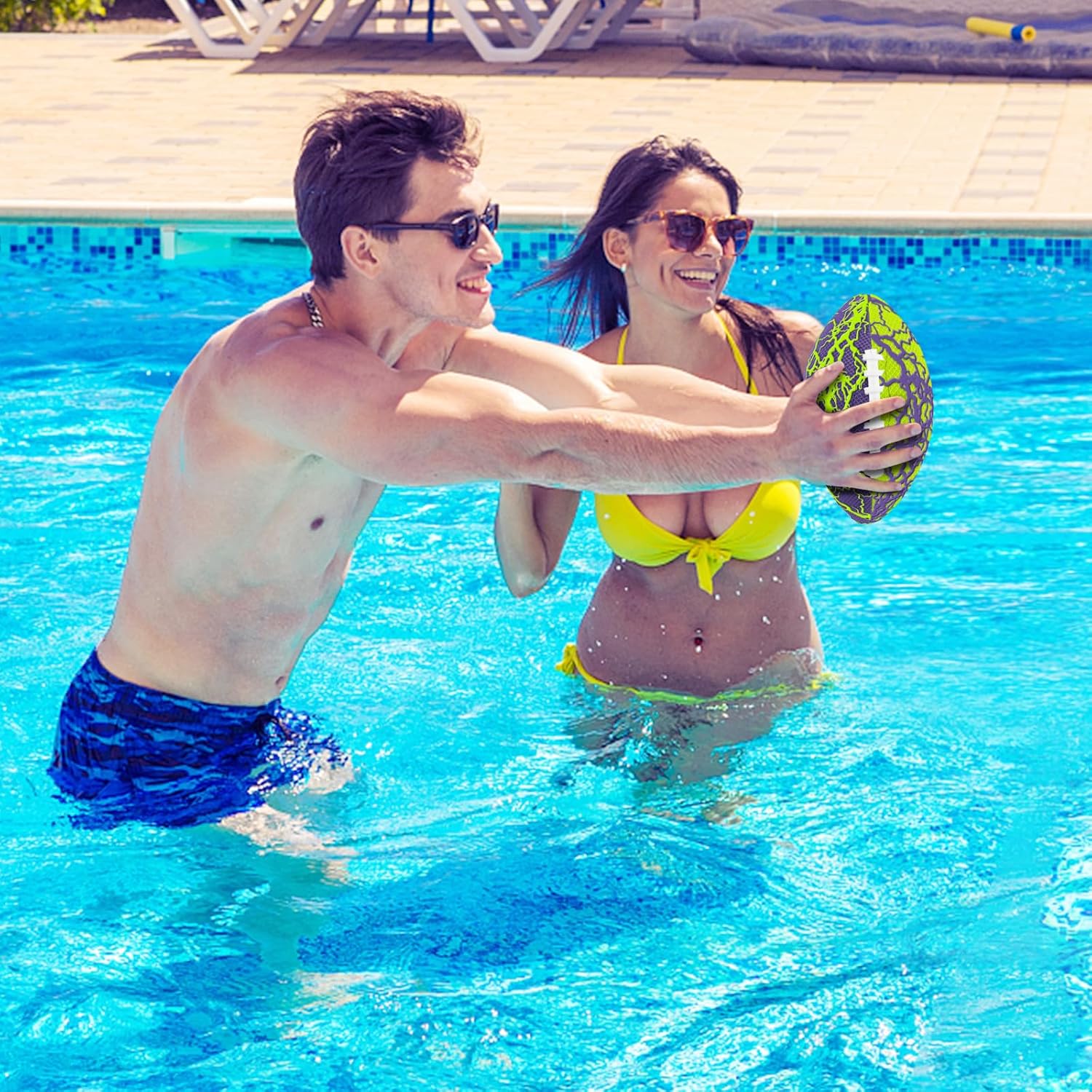 Jasonwell Pool Beach Water Football - Waterproof Football Strong Grip Fun Water Toys Games for Swimming Pool Beach Lake Park Backyard Outdoor Play for Kids Children Teens Adults Family (G&P) - Jasonwell