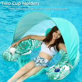 Jasonwell Pool Float with Canopy - Inflatable Pool Floaties Adult Floating Pool Chair Lounge Floats for Swimming Pool Water Chair Pool Lounger with Cup Holders Pool Toy Party Floaty for Adults (Gr-L) - Jasonwell
