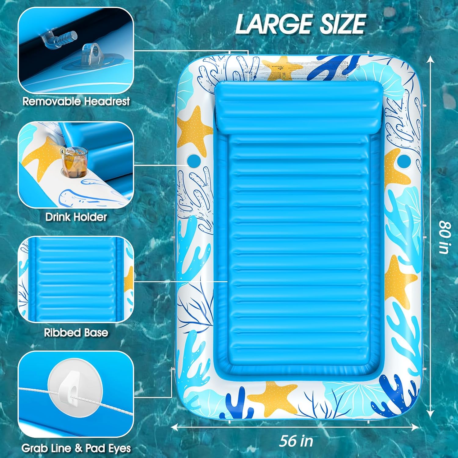 Inflatable Tanning Pool Lounger Float - Jasonwell 4 in 1 Sun Tan Tub Sunbathing Pool Lounge Raft Floatie Toys Water Filled Tanning Bed Mat Pad for Adult Blow Up Kiddie Pool Kids Ball Pit Pool (OB-XL) - Jasonwell