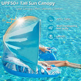 Jasonwell Pool Float with Canopy - Inflatable Pool Floaties Adult Floating Pool Chair Lounge Floats for Swimming Pool Water Chair Pool Lounger with Cup Holders Pool Toy Party Floaty for Adults (Bl-L) - Jasonwell