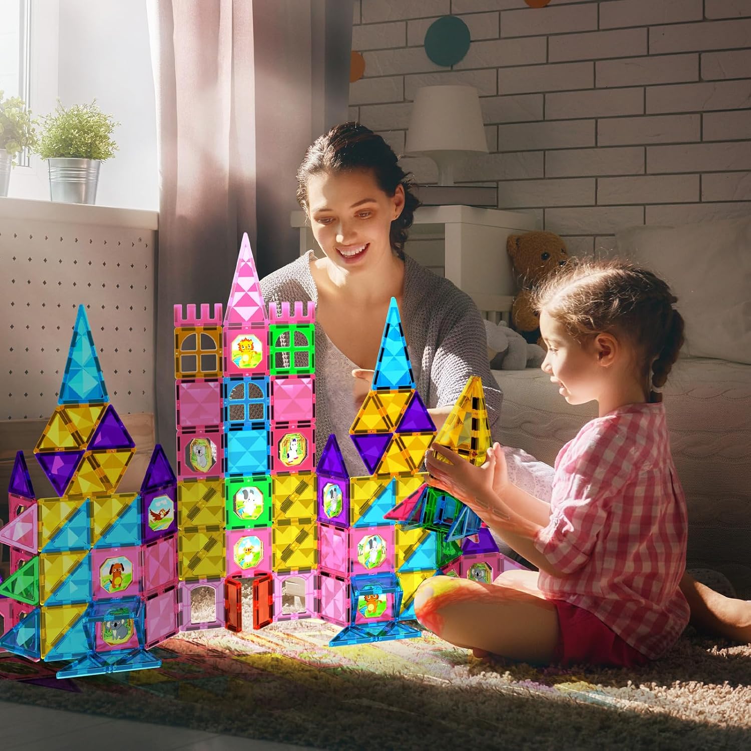 Jasonwell Magnetic Tiles Kids Magnetic Blocks Building Sets 3D Magnet Tile Building Toy Construction Educational STEM Toys Christmas Birthday Gifts for Toddlers Boys Girls 3 4 5 6 7 8 9 10 + Year Old - Jasonwell