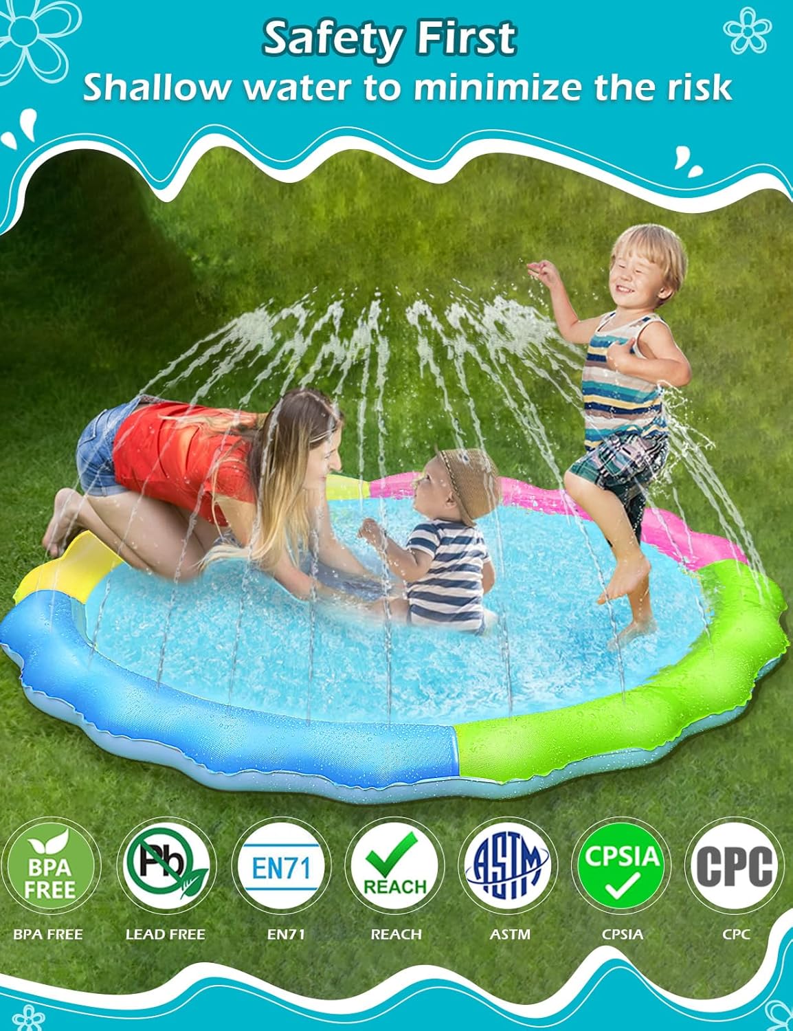 Jasonwell Non Slip Dog Splash Pool (Muticolor-87)