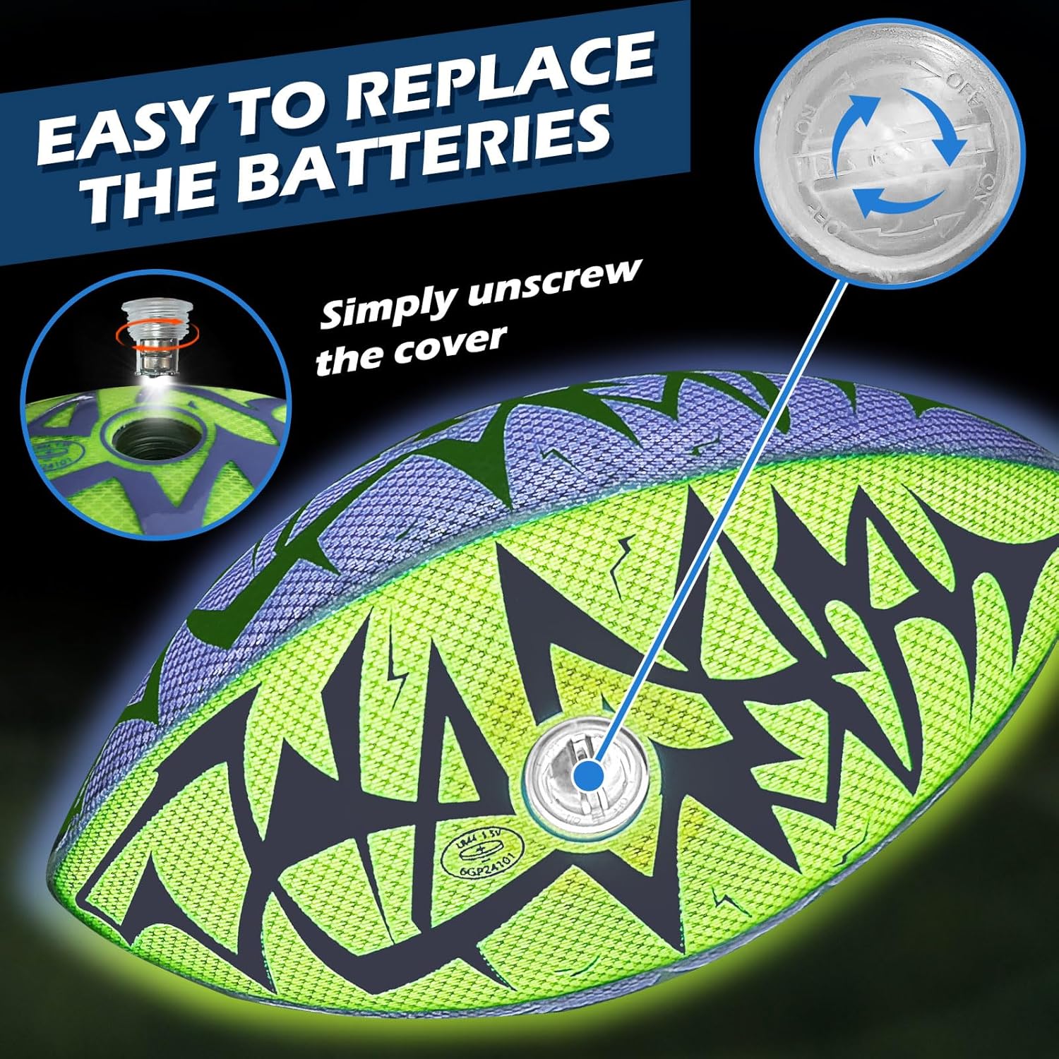 Jasonwell Glow in The Dark Football - Strong Grip Light Up Football Toy Stuff Sports Balls for Boys Kids Teenage Junior Youth Adult Outdoor Christmas Birthday Gifts for Age 6-8 8-12 13 + Year Old No.3 - Jasonwell