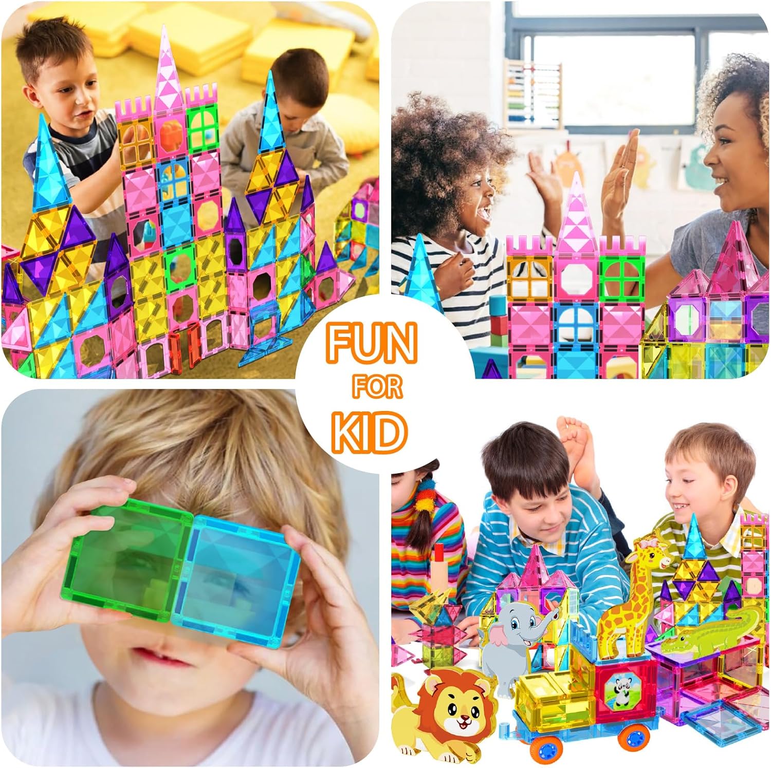 Jasonwell Magnetic Tiles Building Blocks Set for Boys Girls Preschool Educational Magnet Construction Kit Stacking STEM Toys Christmas Birthday Gifts for Kids Toddlers 3 4 5 6 7 8 9 10 + Year Old - Jasonwell