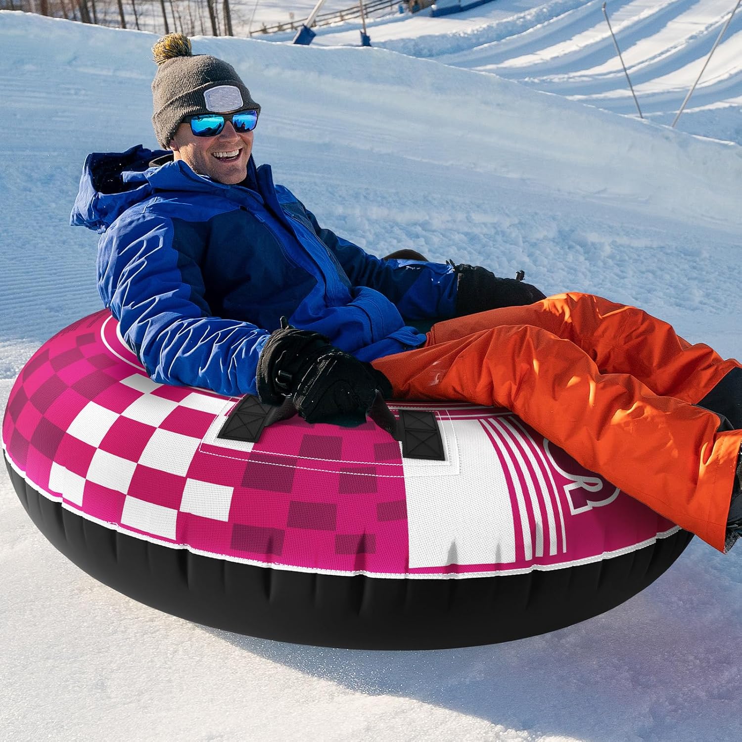 Jasonwell Inflatable Snow Tube Sled - Heavy Duty Snow Tubes for Sledding with Premium Canvas Cover for Kids Adults Snow Toy Fun Winter Outdoor Toys Christmas Birthday Gift for Boys Girls Children - Jasonwell