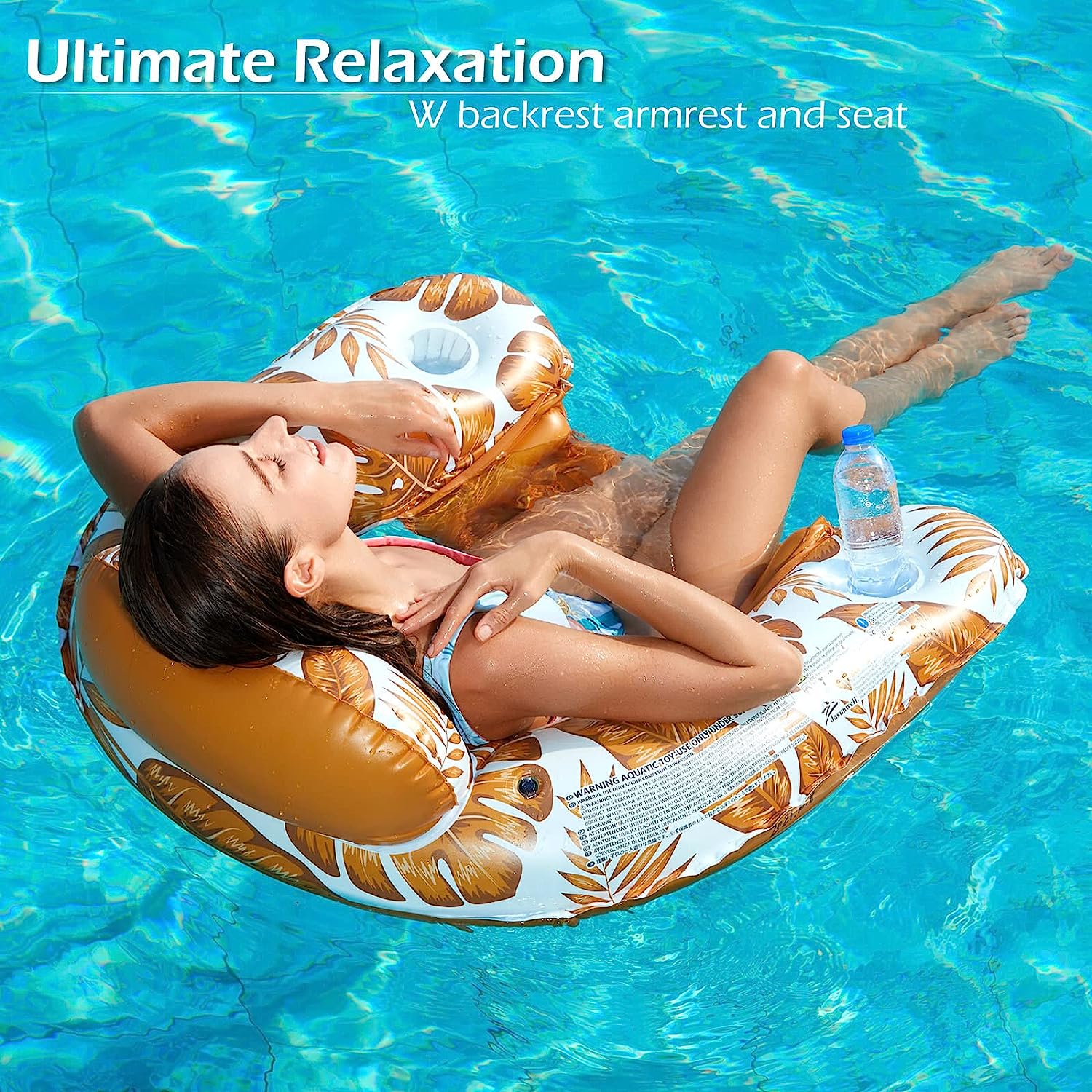 Jasonwell Inflatable Pool Float Chair - Floating Pool Chair Lounge Floats for Swimming Pool Water Chair Pool Lounger with Cup Holder Pool Toy Party Floaties for Adults - Jasonwell